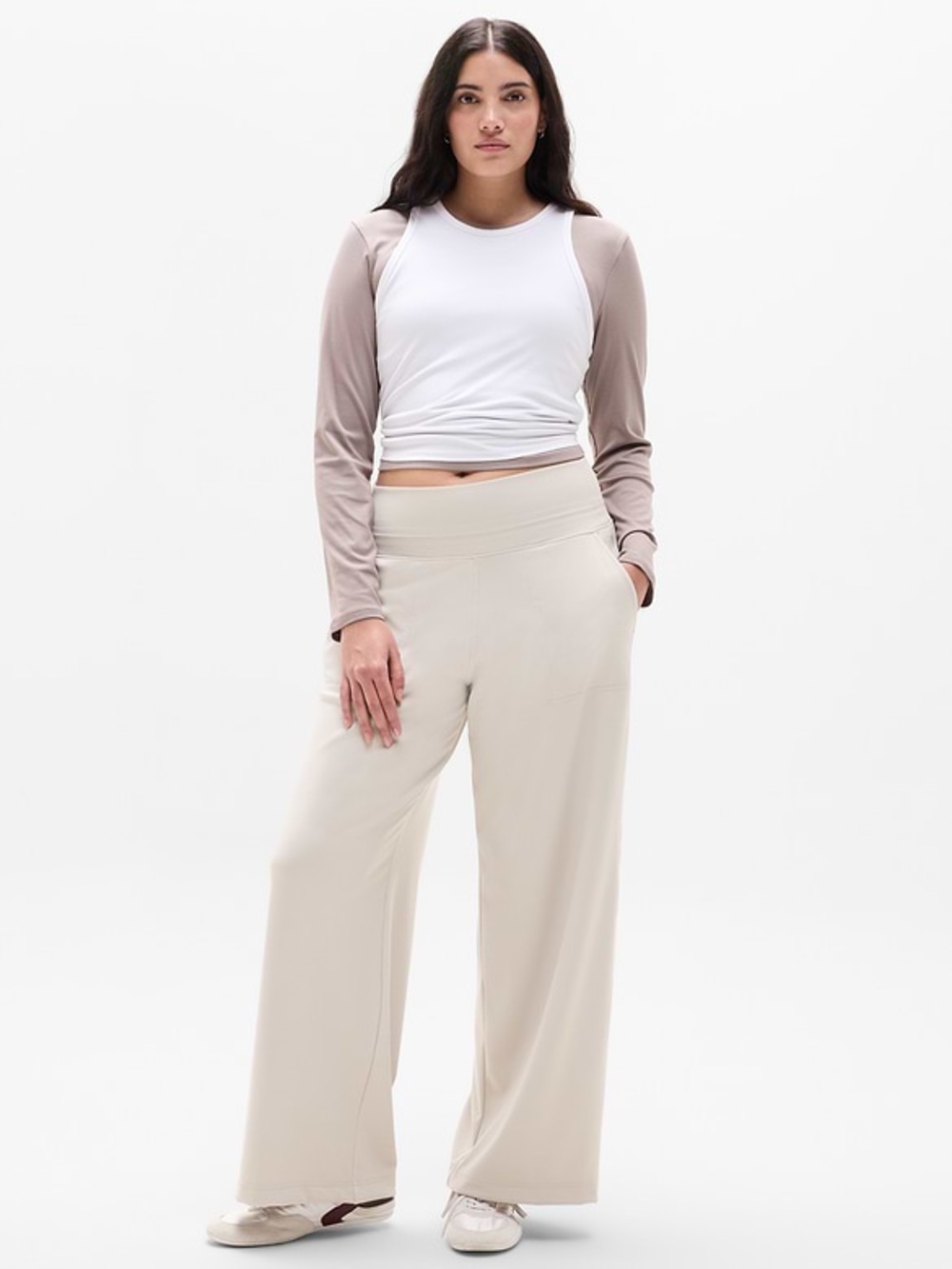 Athleta Venice High Rise Wide Leg Pant 2X Abalone Beige